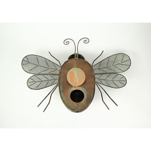 Rustic Metal Honey Bee Bird House Decorative Garden Decor Yard Tree Hanging Home - Picture 3 of 3